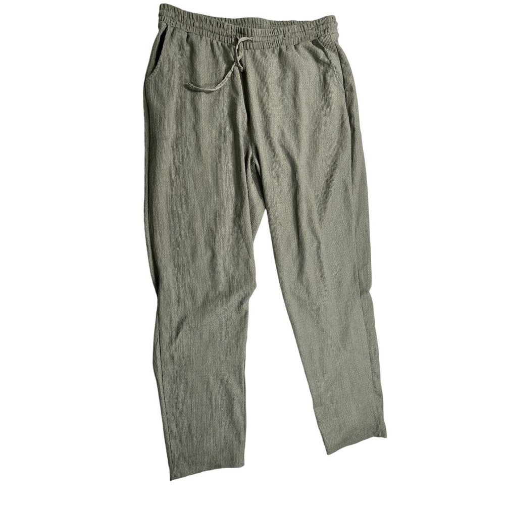 Max UK Sage Green Crinkle Drawstring Pull On Pants Women's Large